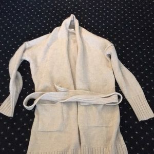 Long warm sweater w/tie